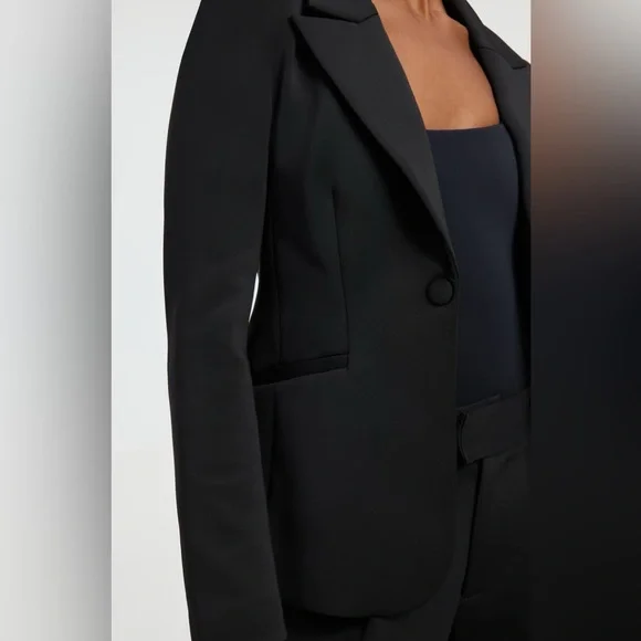 Good American Scuba Tailored Black Blazer Jacket NWT Size Small $189 GJK0112 - Picture 4 of 11